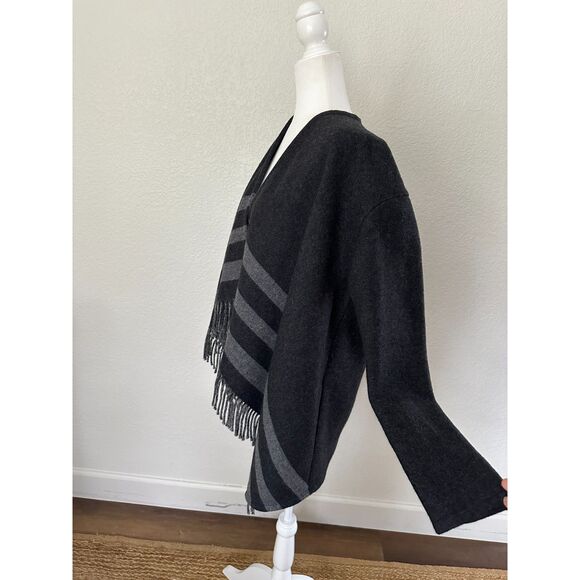 MAJE Womens Gilla Jacquard Fringe Wool Blend Cardigan Jacket - Picture 5 of 11